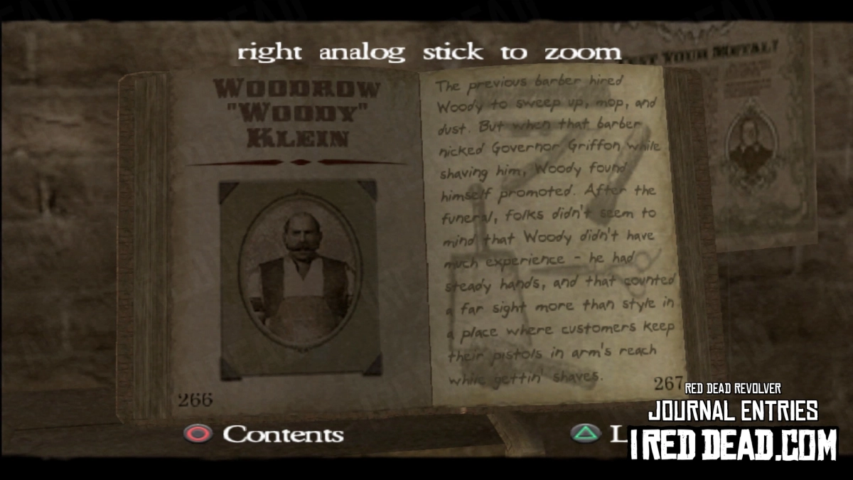 Red Dead Revolver Journal Entry 134 - Woodrow "Woody" Klein