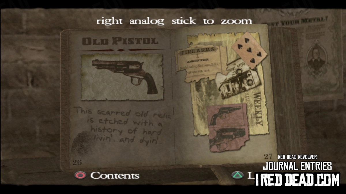 Red Dead Revolver Journal Entry 14 - Old Pistol