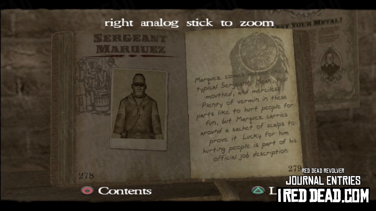 Red Dead Revolver Journal Entry 140 - Sergeant Marquez
