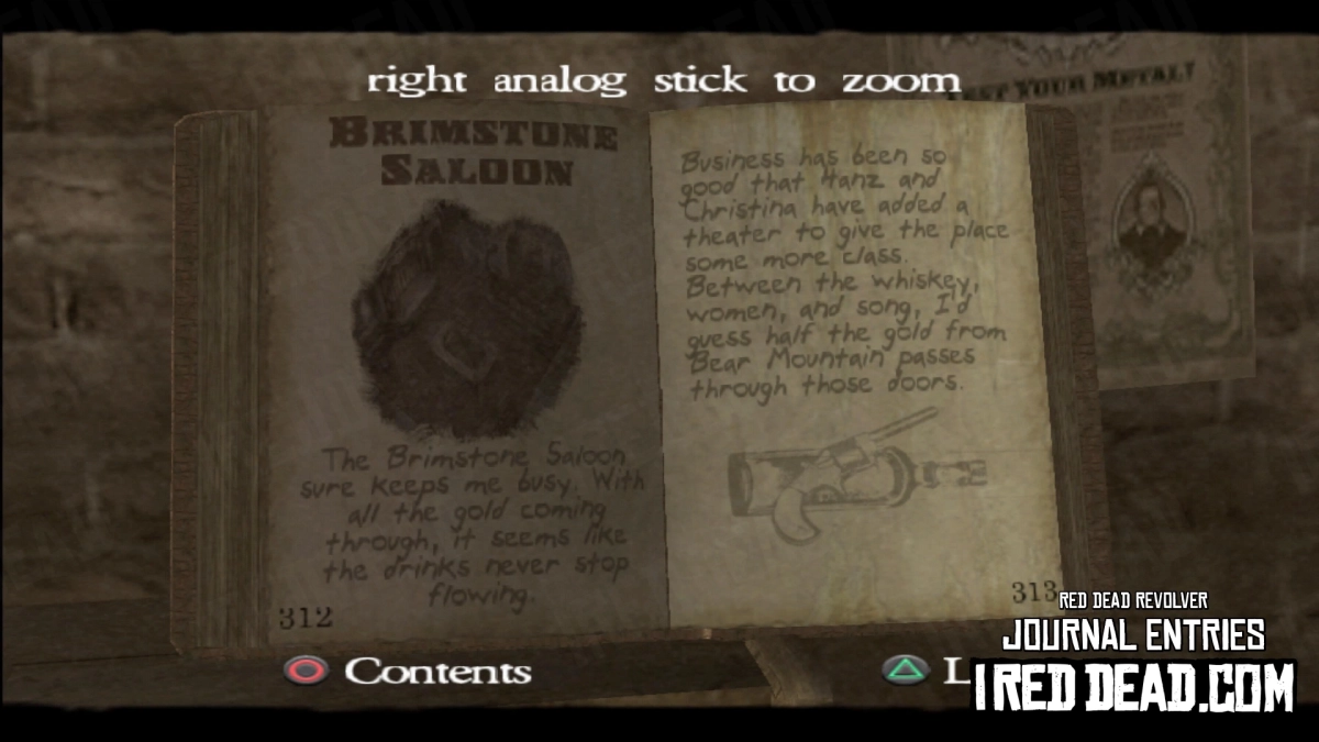 Red Dead Revolver Journal Entry 157 - Brimstone Saloon