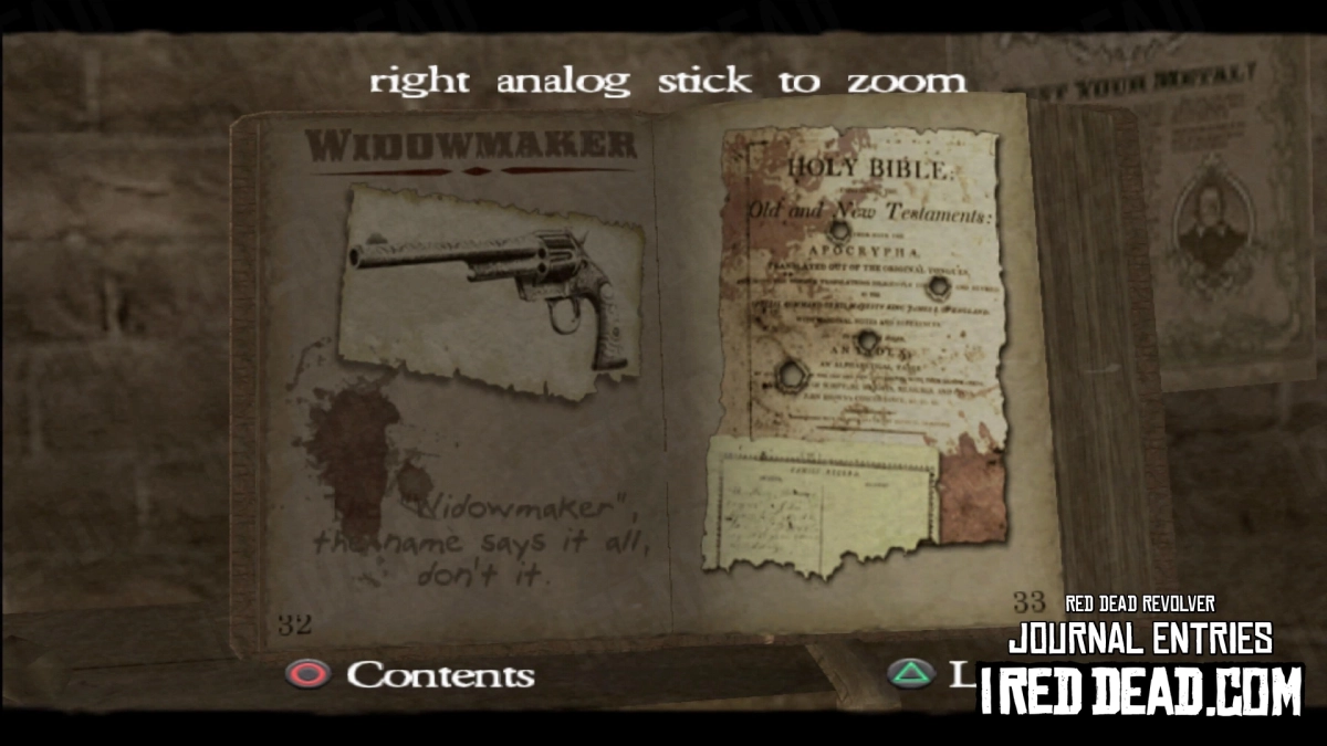 Red Dead Revolver Journal Entry 17 - Widowmaker