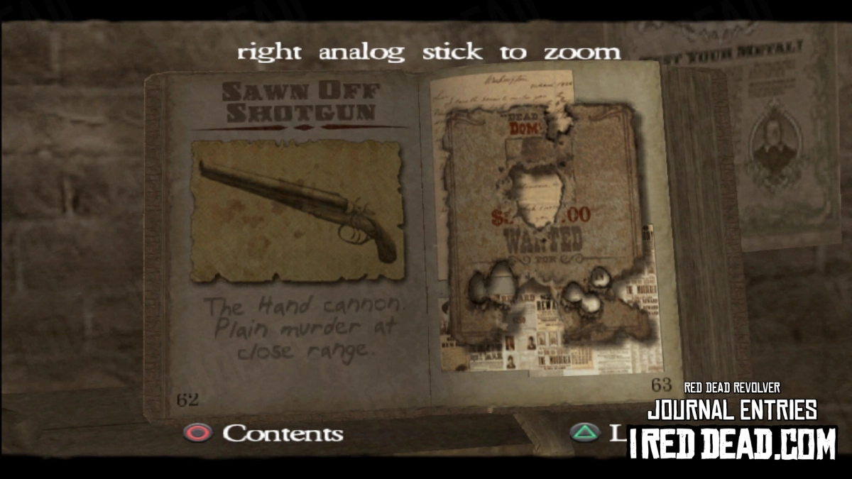 Red Dead Revolver Journal Entry 32 - Sawn Off Shotgun