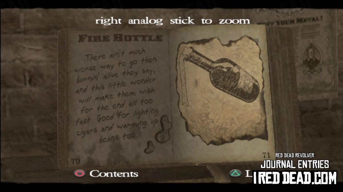 Red Dead Revolver Journal Entry 36 - Fire Bottle