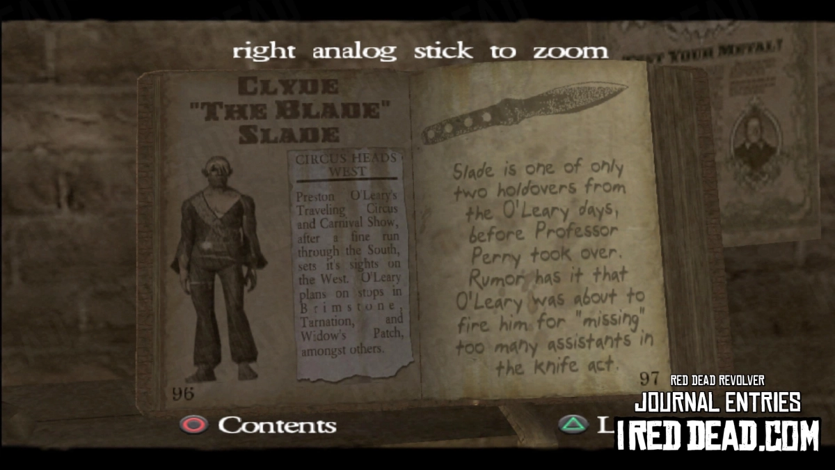 Red Dead Revolver Journal Entry 49 - Clyde "The Blade" Slade
