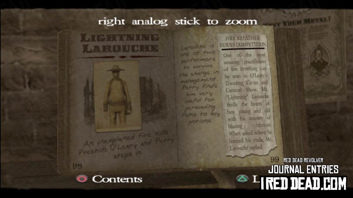 Red Dead Revolver Journal Entry 50 - Lightning Larouche