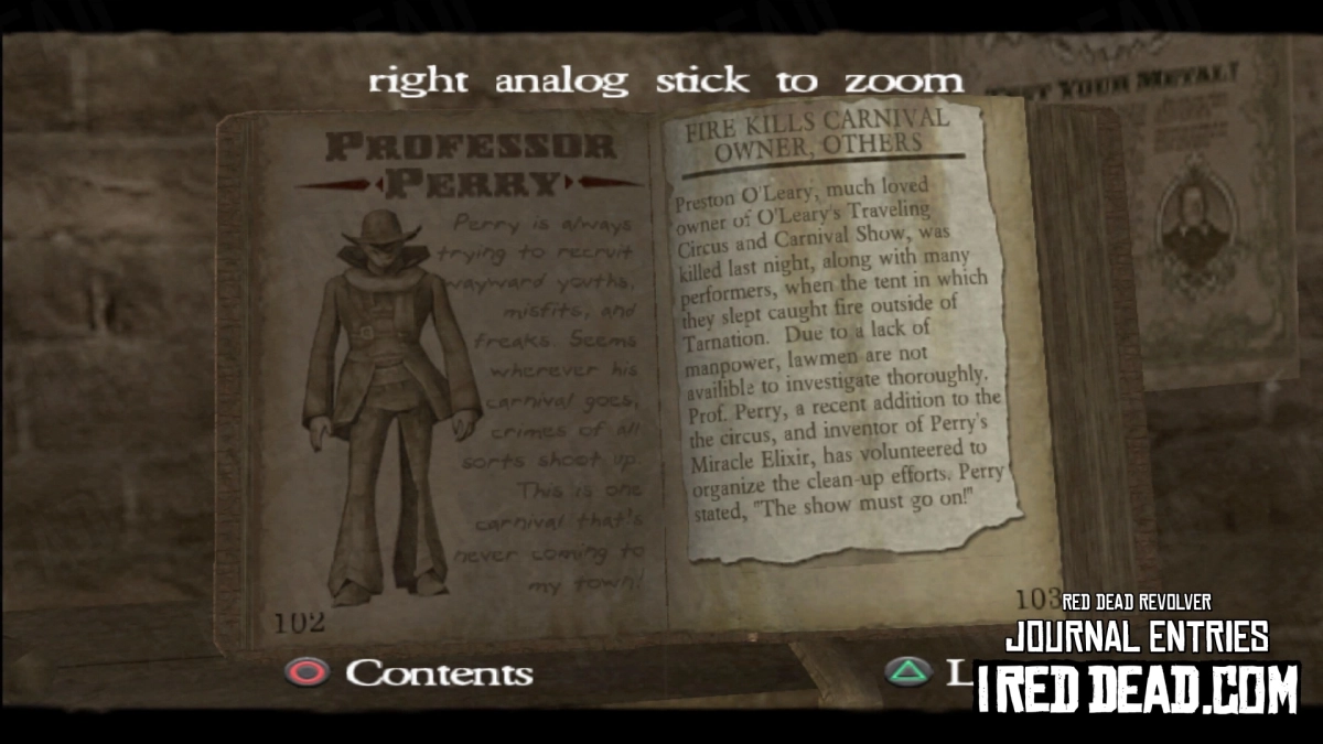 Red Dead Revolver Journal Entry 52 - Professor Perry