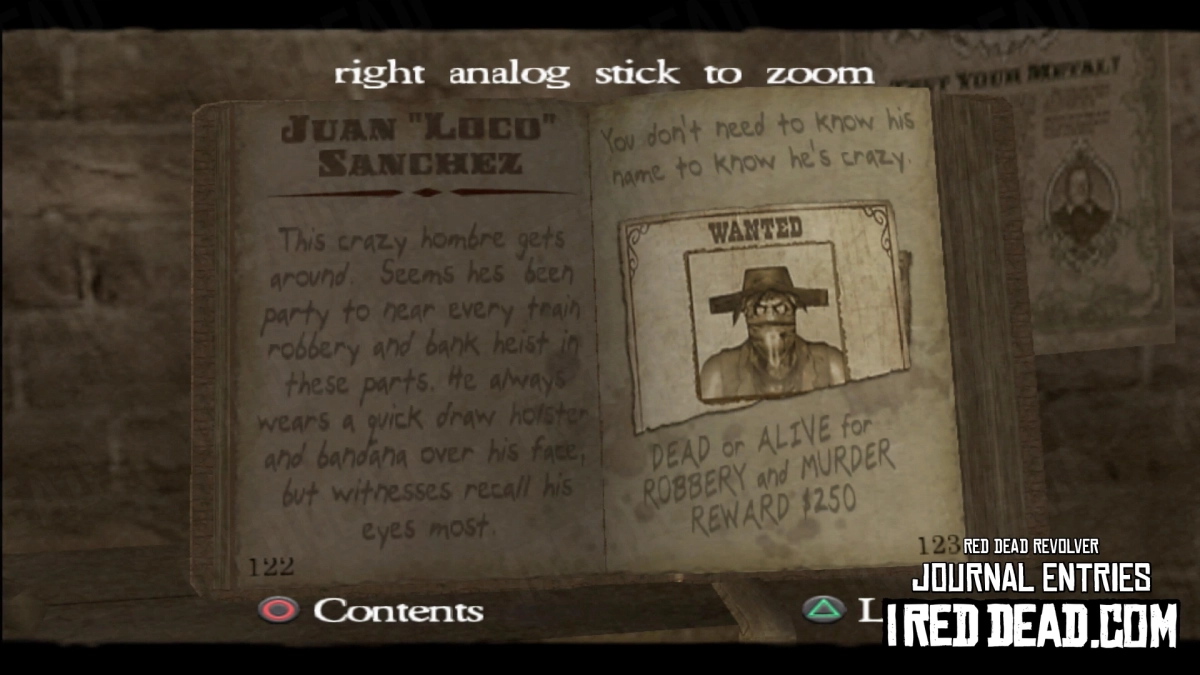 Red Dead Revolver Journal Entry 62 - Juan "Loco" Sanchez