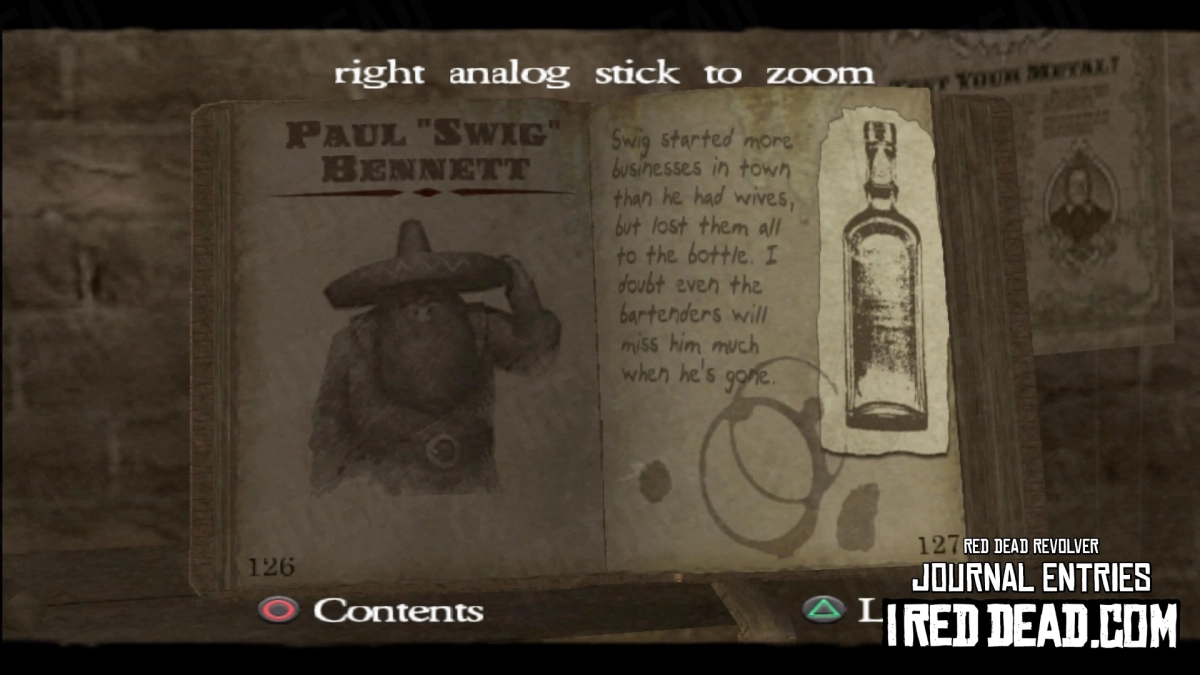 Red Dead Revolver Journal Entry 64 - Paul "Swig" Bennett