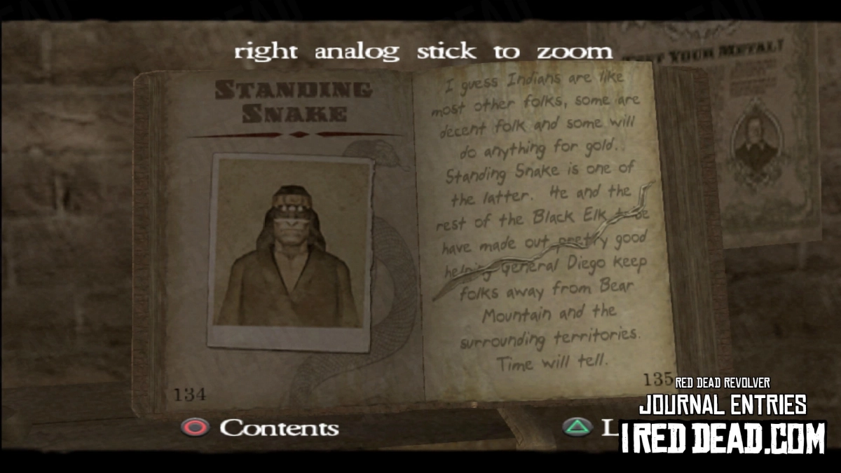 Red Dead Revolver Journal Entry 68 - Standing Snake