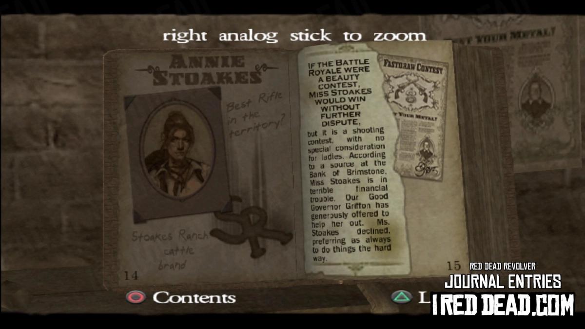 Red Dead Revolver Journal Entry 8 - Annie Stoakes