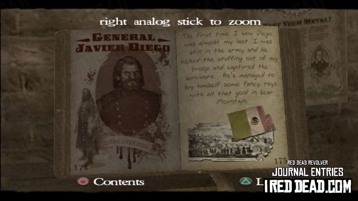 Red Dead Revolver Journal Entry 88 - General Javier Diego