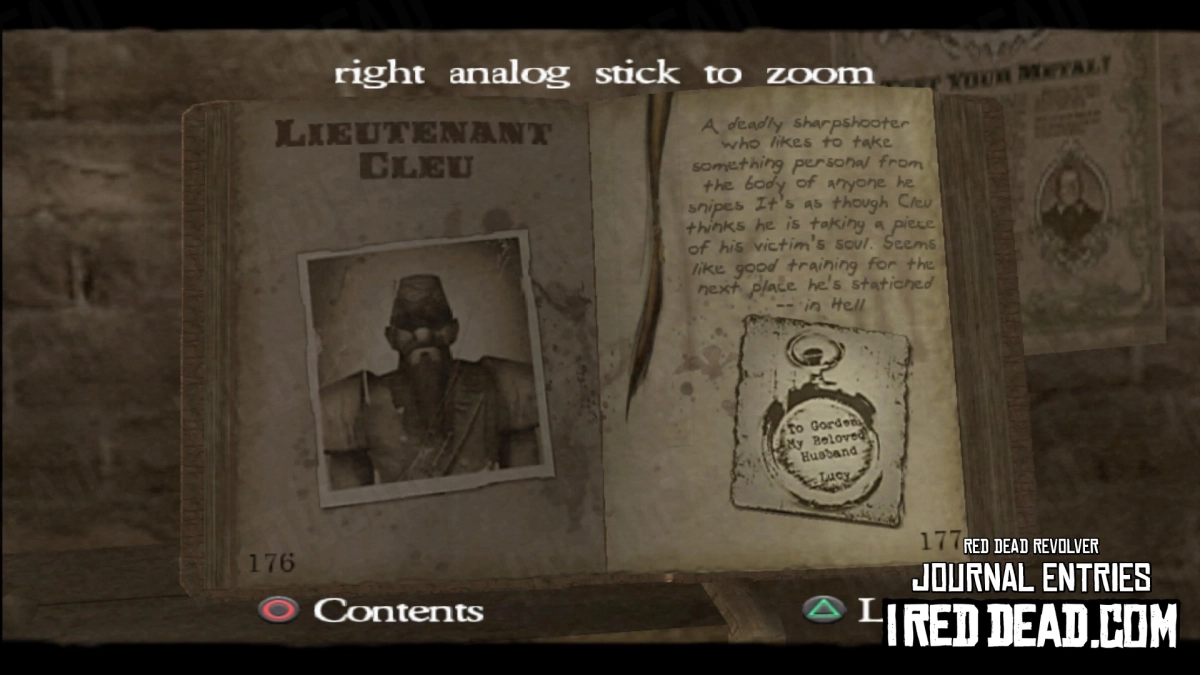 Red Dead Revolver Journal Entry 89 - Lieutenant Cleu