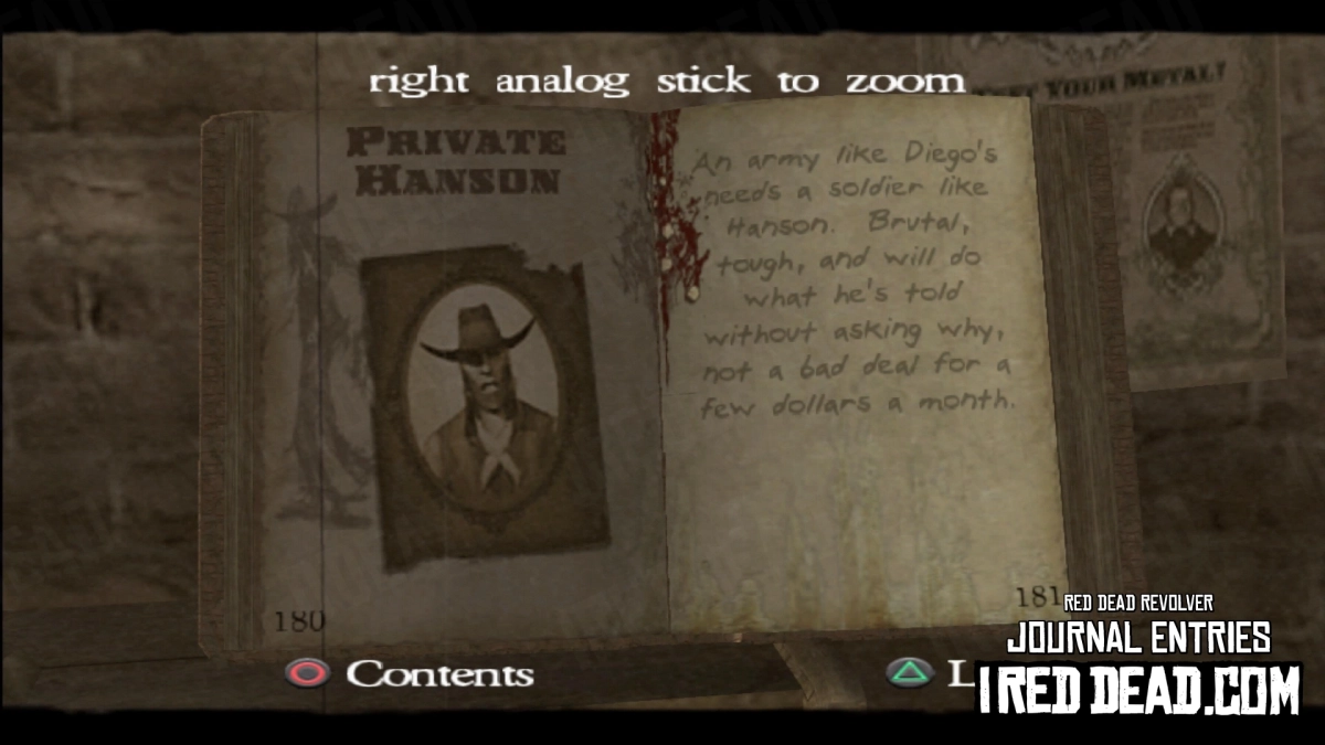 Red Dead Revolver Journal Entry 91 - Private Hanson