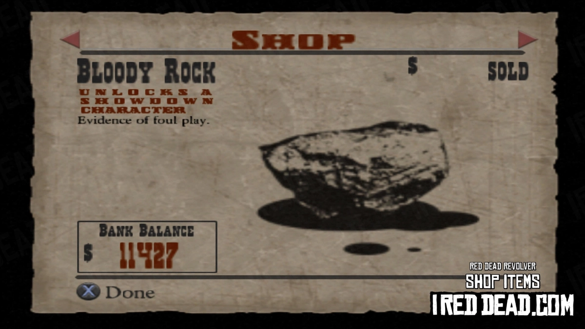 Red Dead Revolver Shop Item Bloody Rock