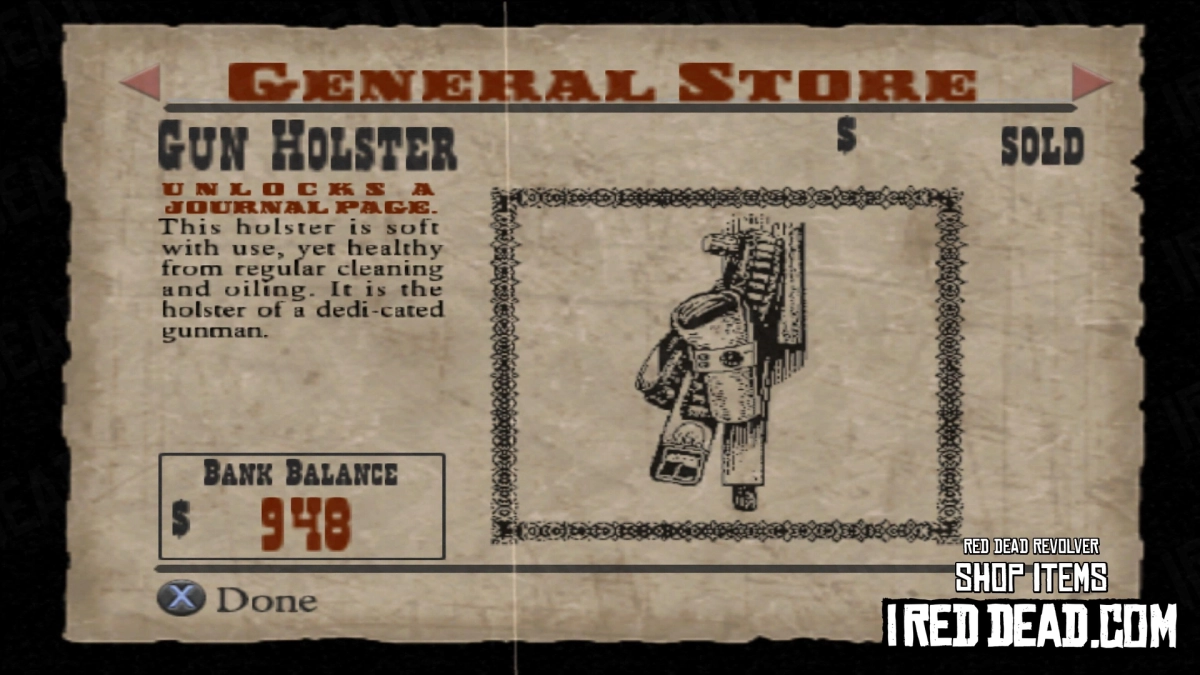 Red Dead Revolver Shop Item Gun Holster