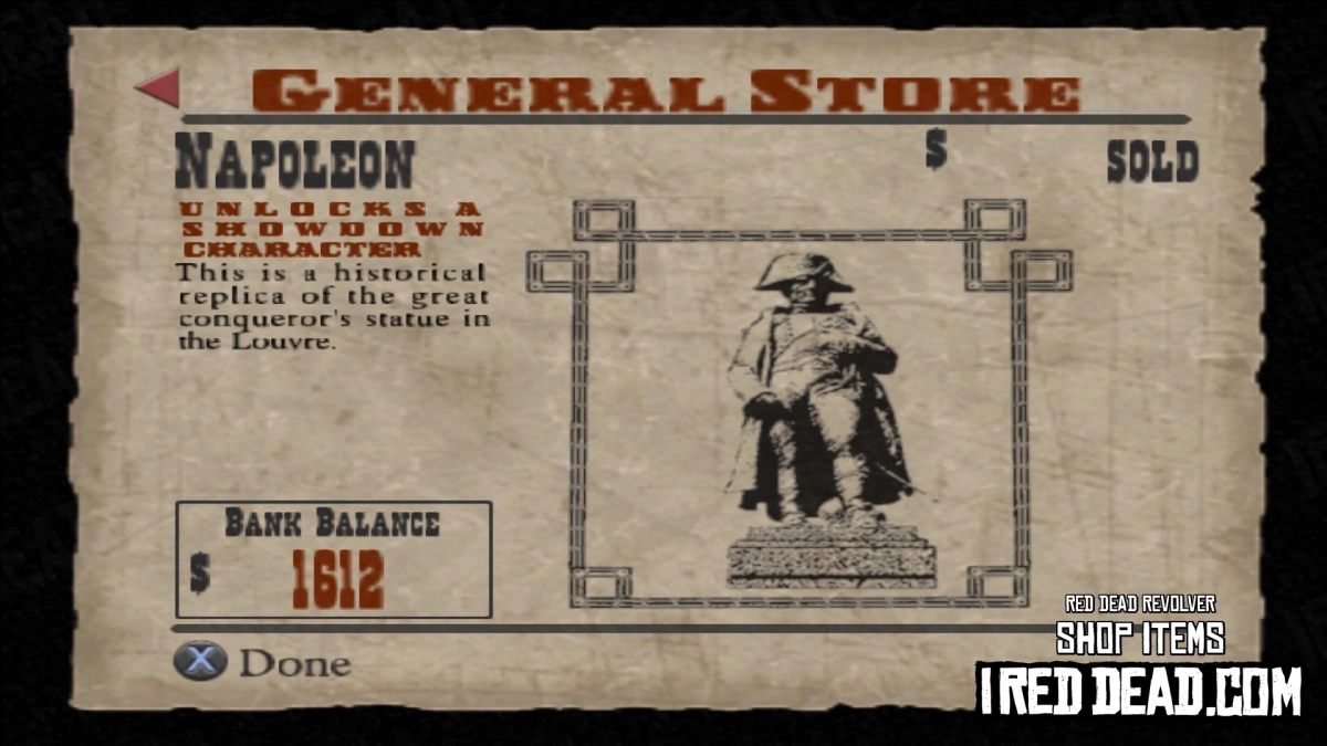 Red Dead Revolver Shop Item Napoleon