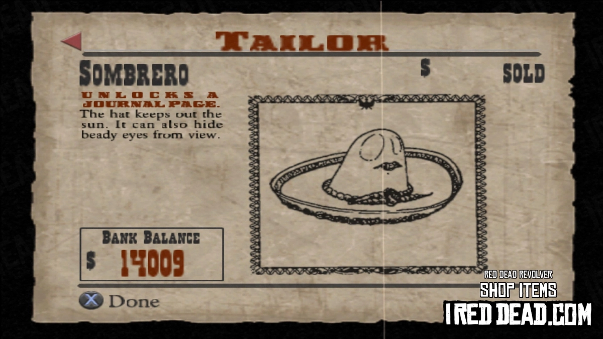 Red Dead Revolver Shop Item Sombrero