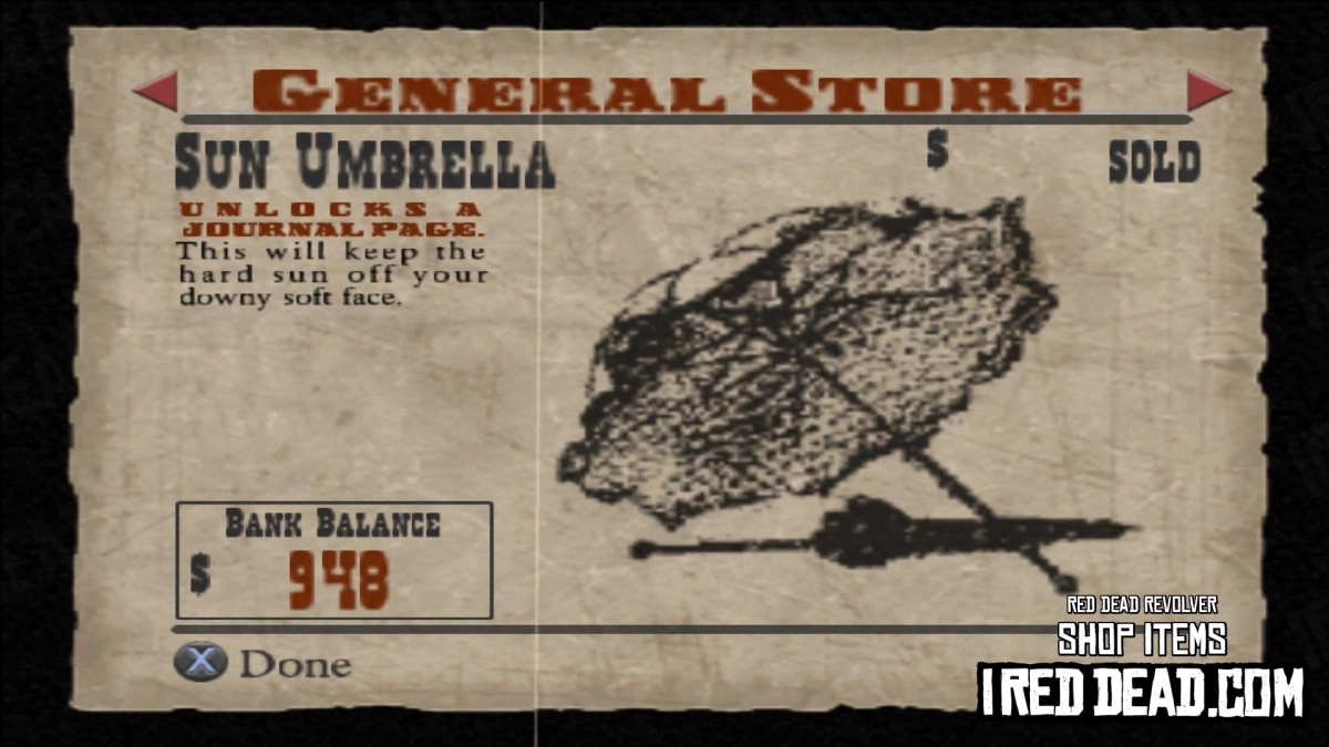 Red Dead Revolver Shop Item Sun Umbrella