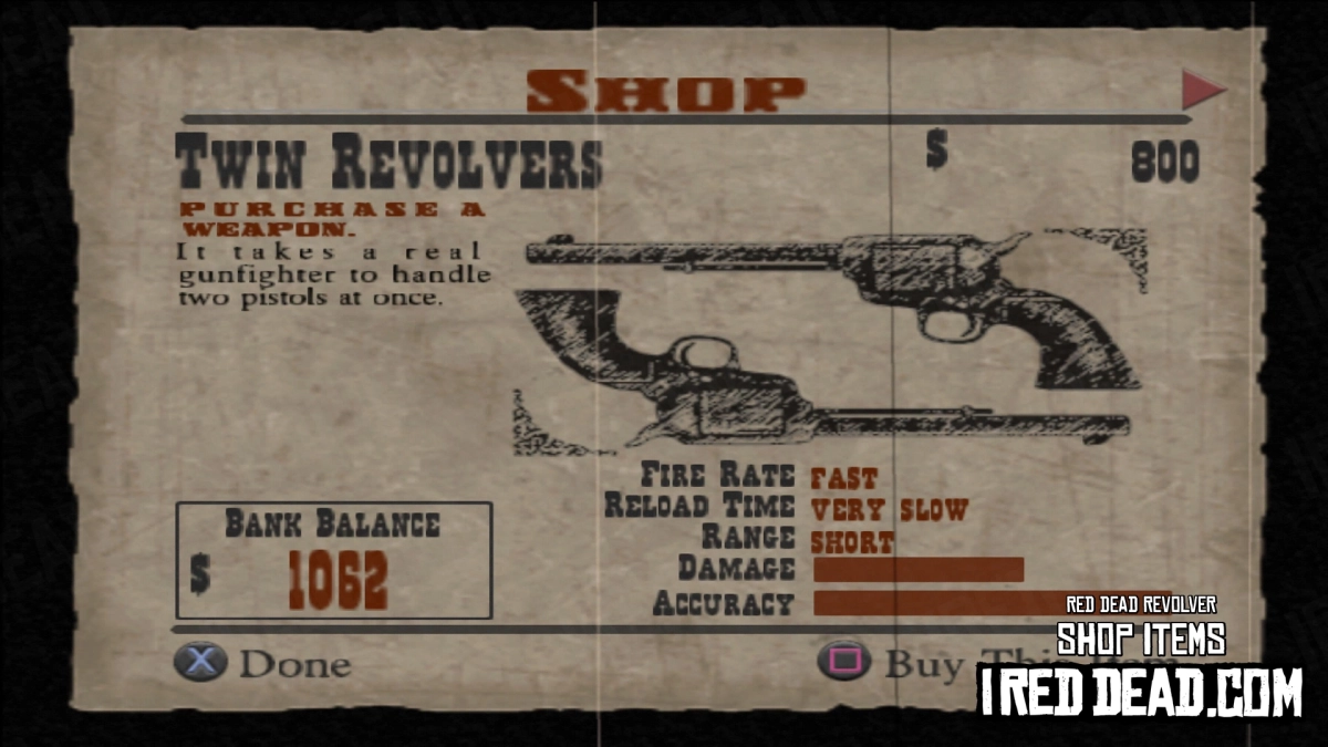 Red Dead Revolver Shop Item Twin Revolvers