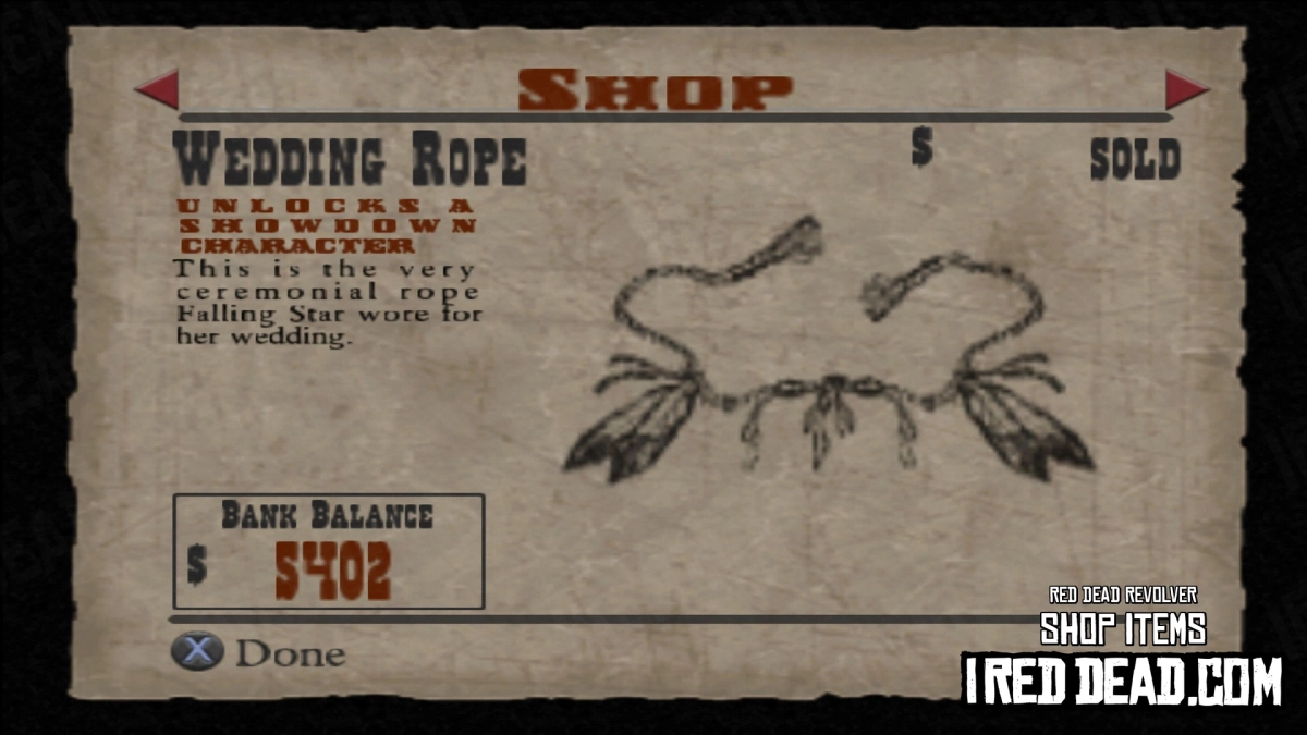 Red Dead Revolver Shop Item Wedding Rope