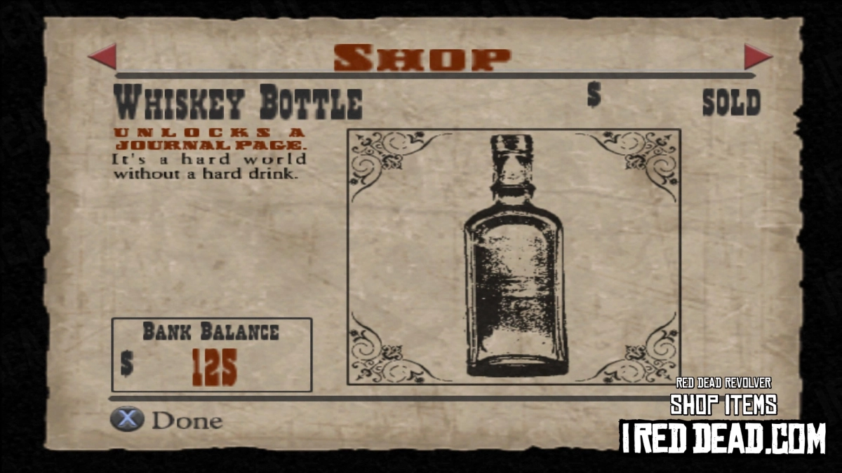 Red Dead Revolver Shop Item Whiskey Bottle