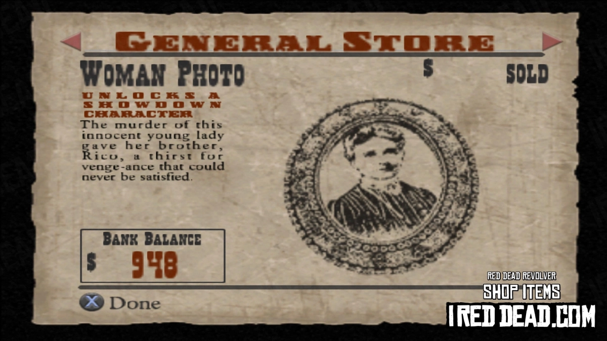 Red Dead Revolver Shop Item Woman Photo