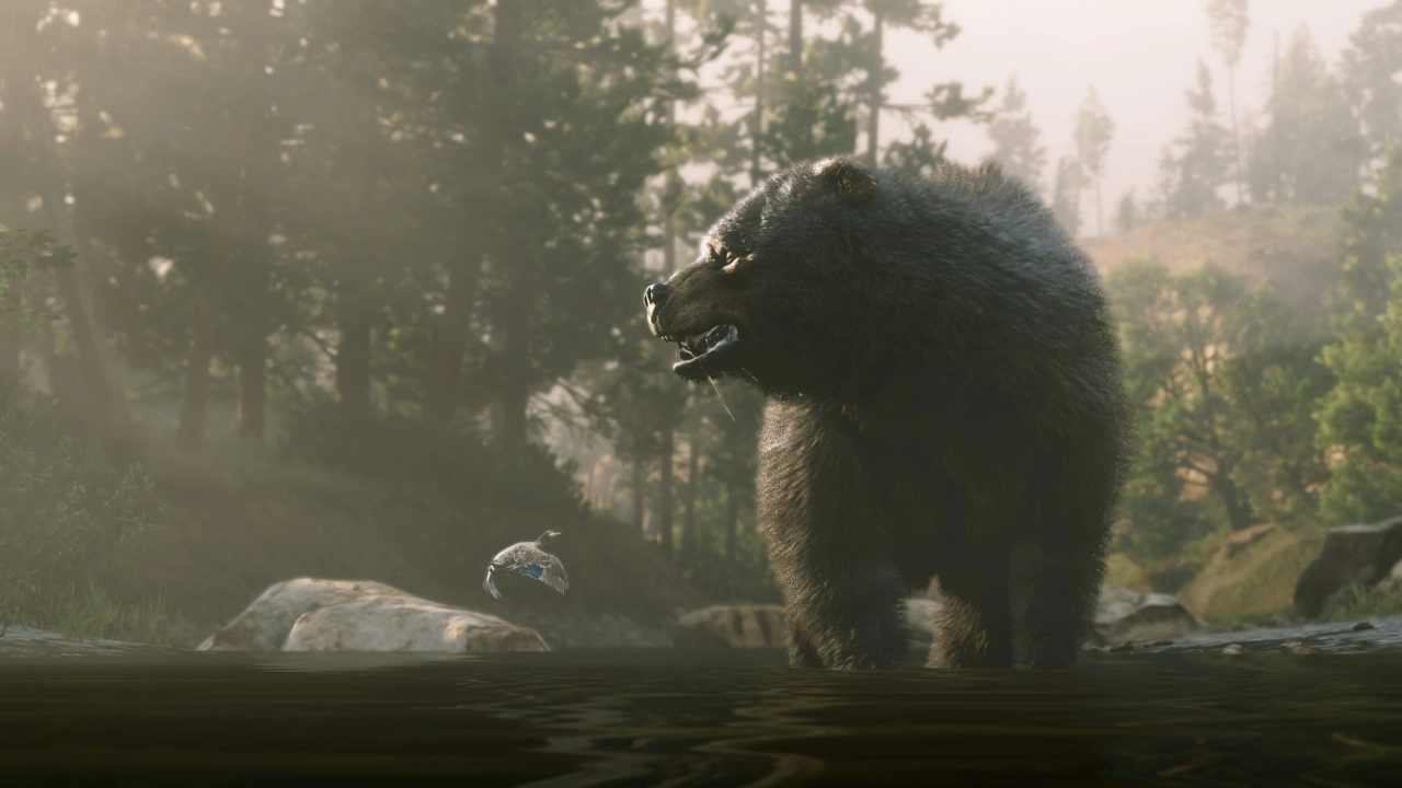 Grizzly and duck