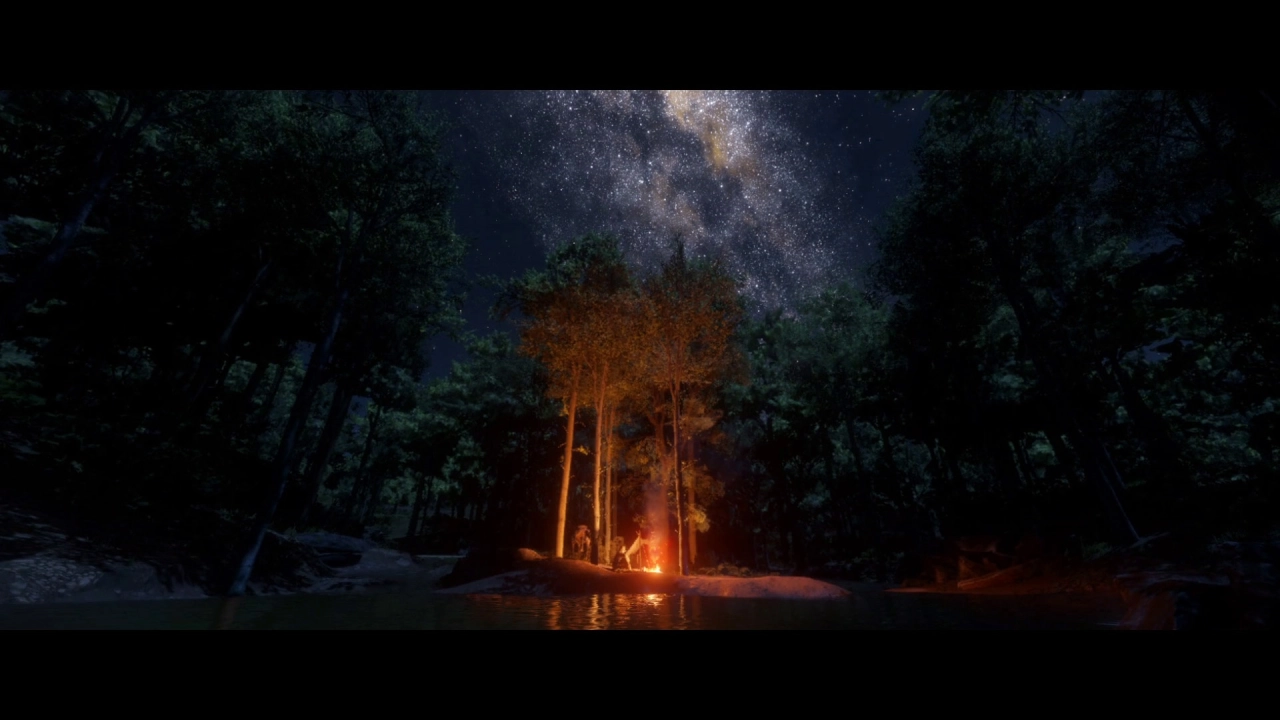 Nighttime campfire
