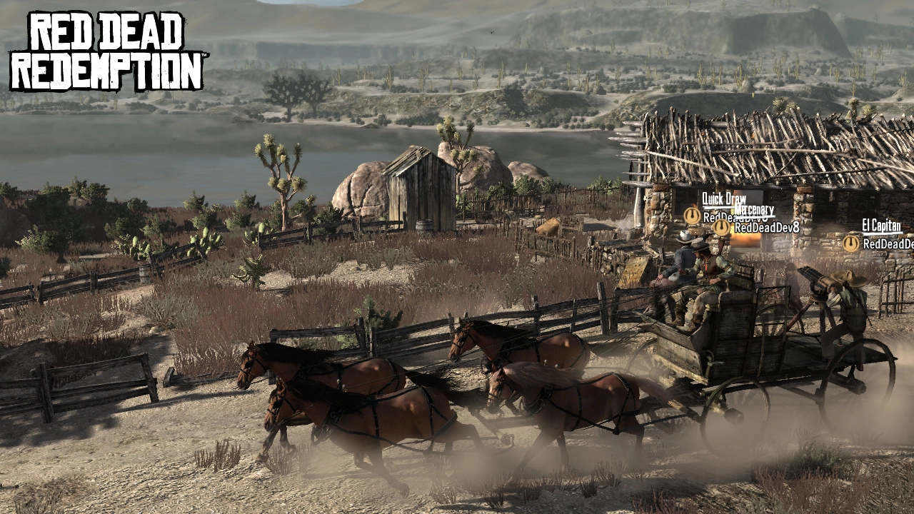 Players take control of the wagon and Gatling gun