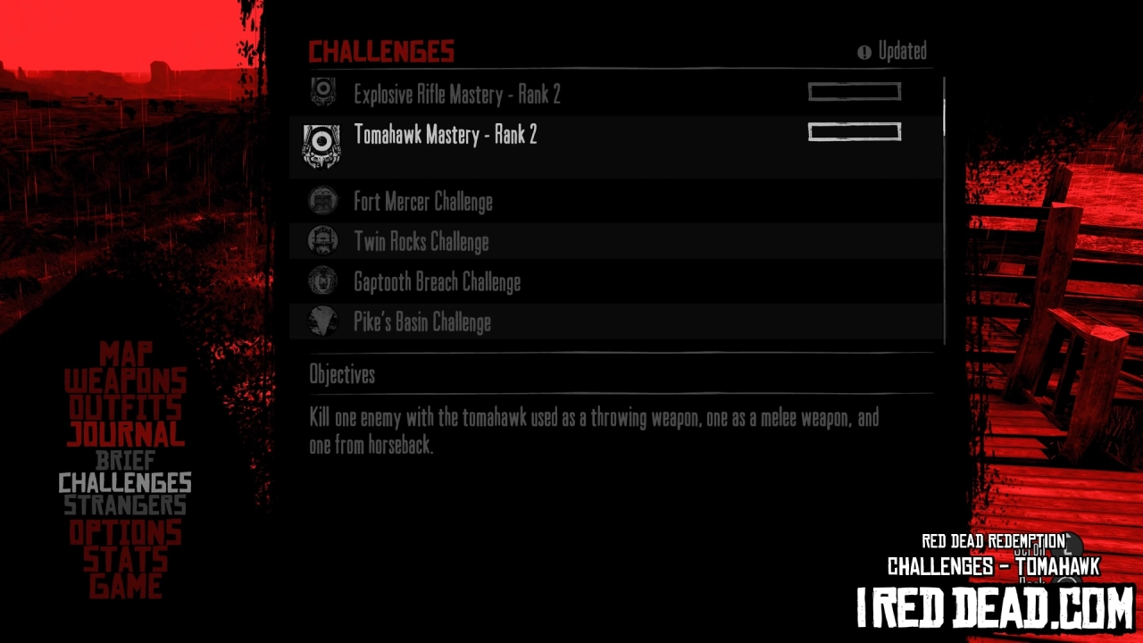 Red Dead Redemption Challenges Tomahawk