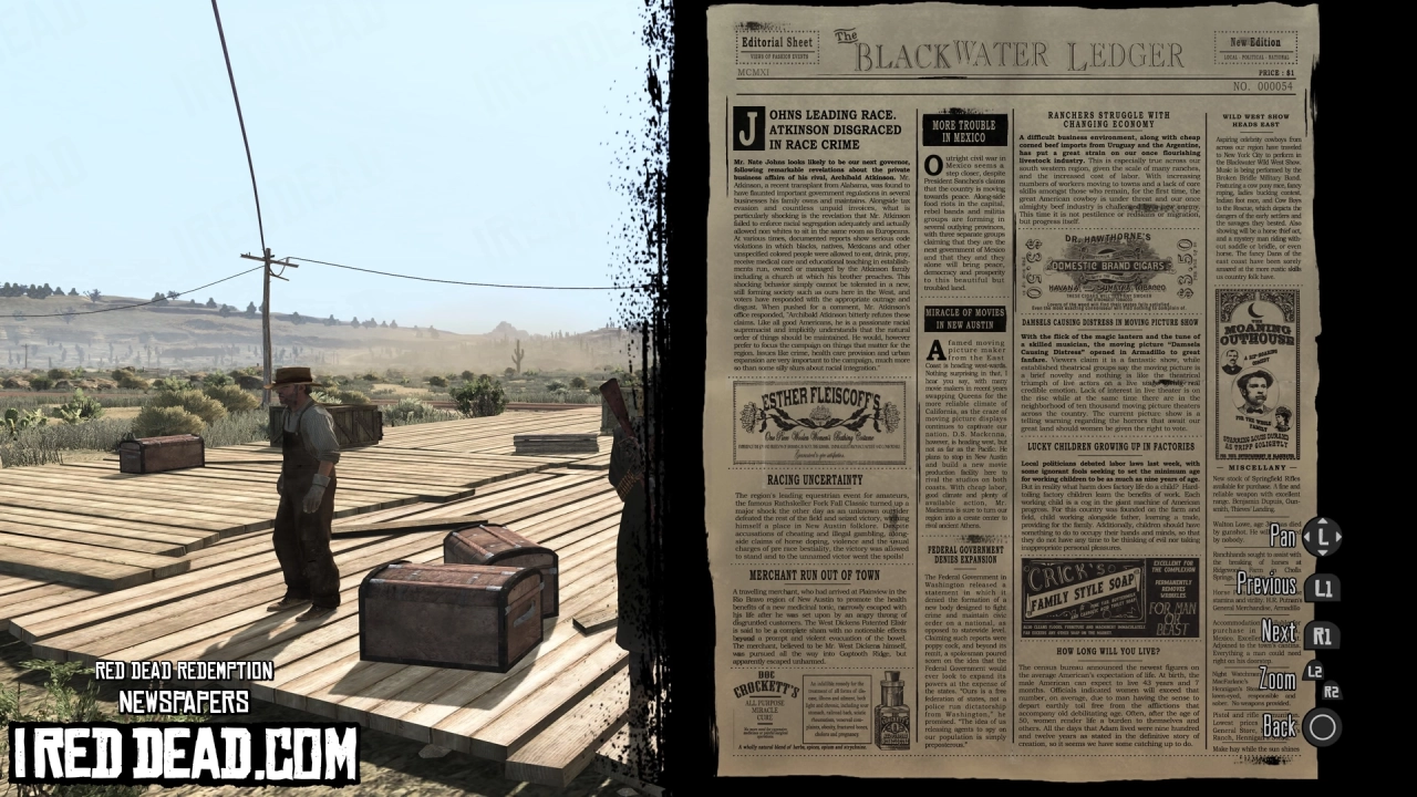 Red Dead Redemption Newspapers Blackwater Ledger No 54
