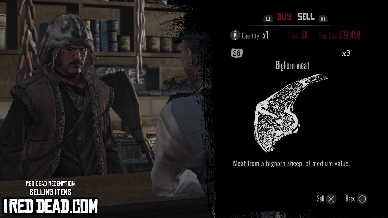 Red Dead Redemption Selling Items Bighorn Meat