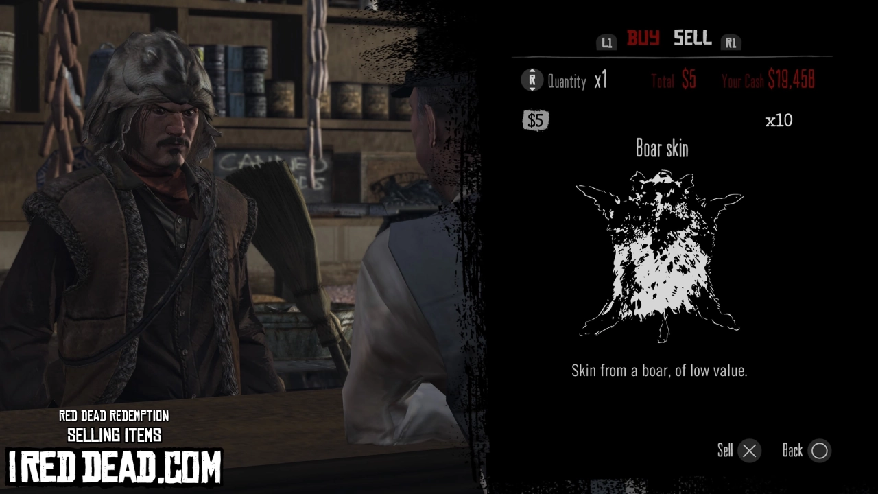 Red Dead Redemption Selling Items Boar Skin