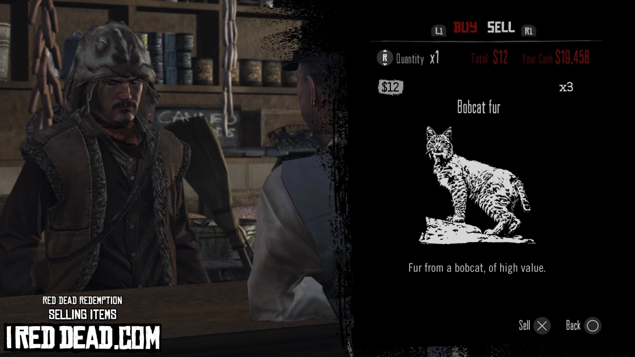 Red Dead Redemption Selling Items Bobcat Fur