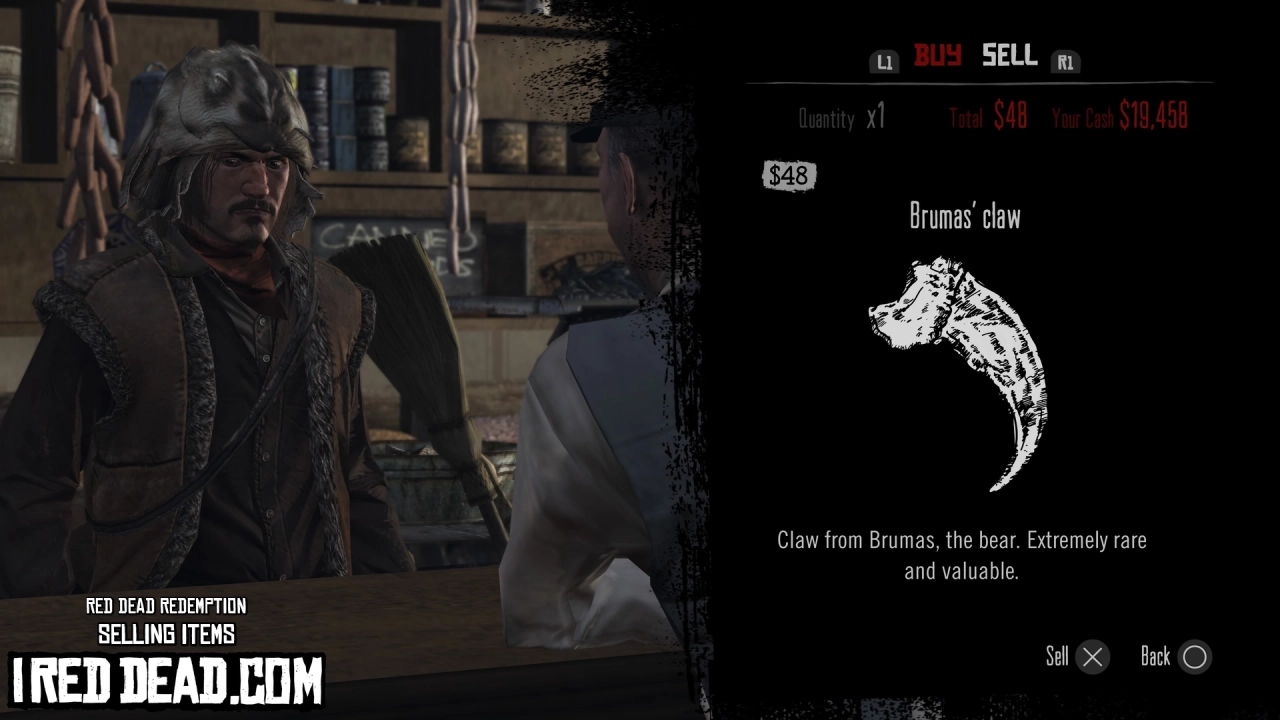 Red Dead Redemption Selling Items Brumas Claw