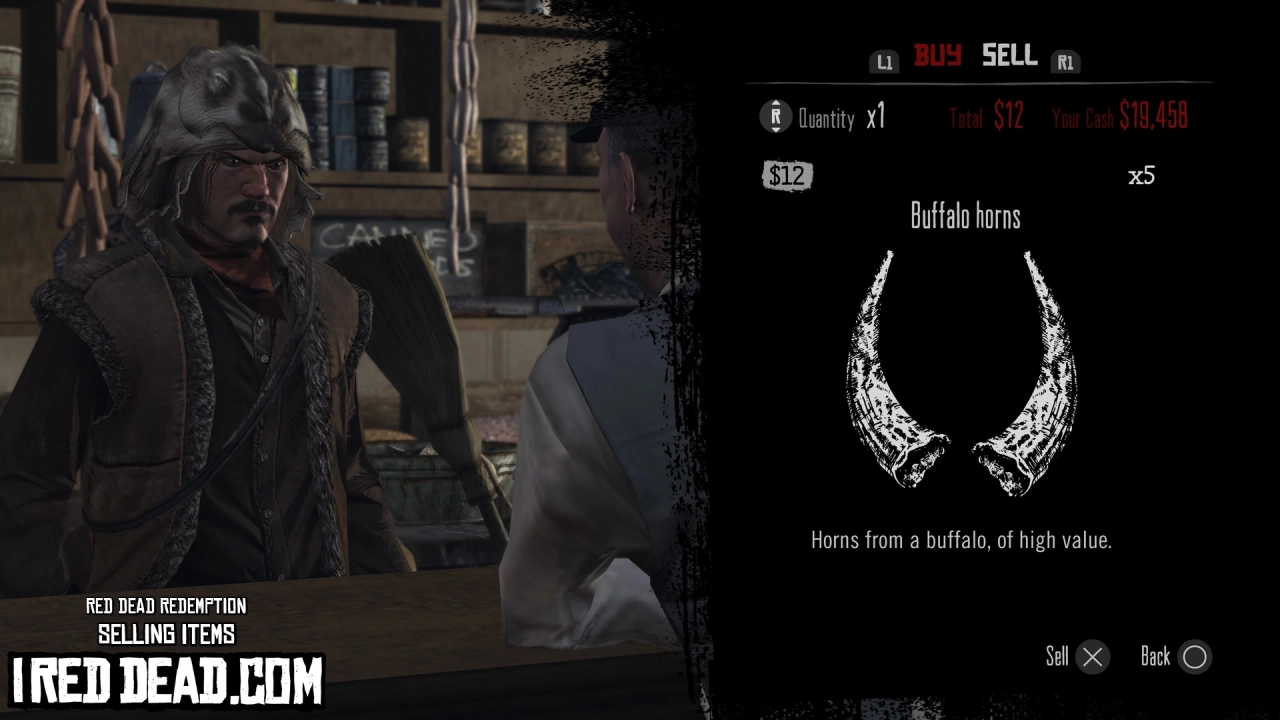 Red Dead Redemption Selling Items Buffalo Horns