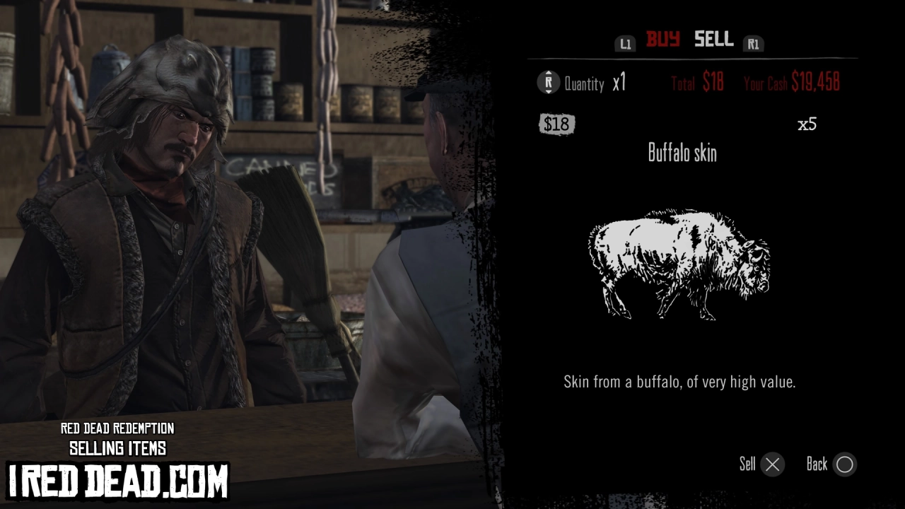 Red Dead Redemption Selling Items Buffalo Skin