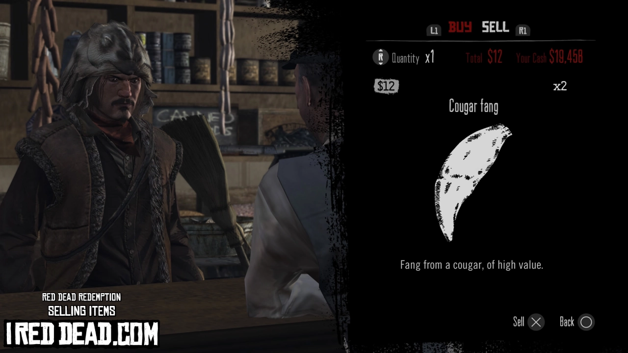 Red Dead Redemption Selling Items Cougar Fang