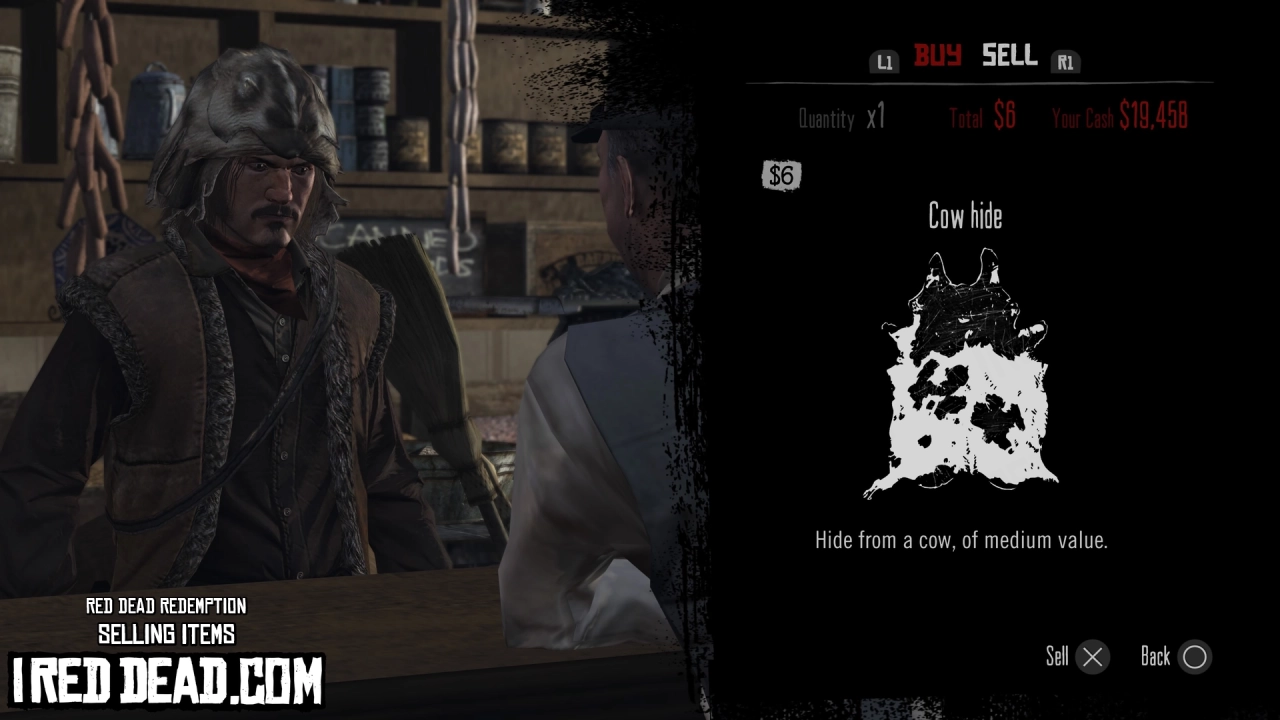 Red Dead Redemption Selling Items Cow Hide