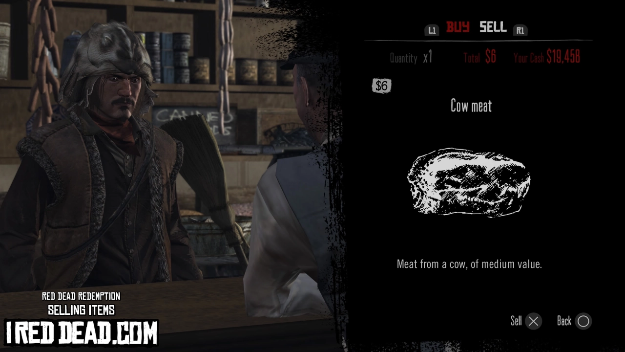 Red Dead Redemption Selling Items Cow Meat