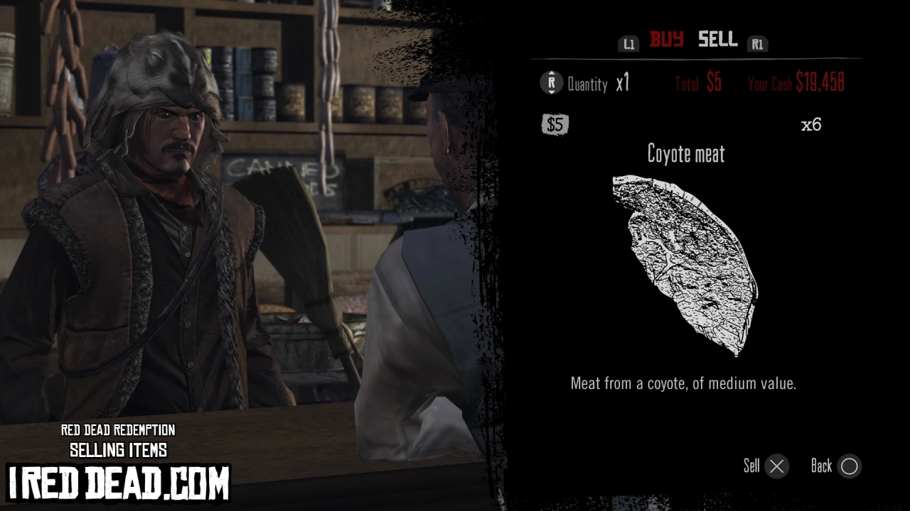 Red Dead Redemption Selling Items Coyote Meat