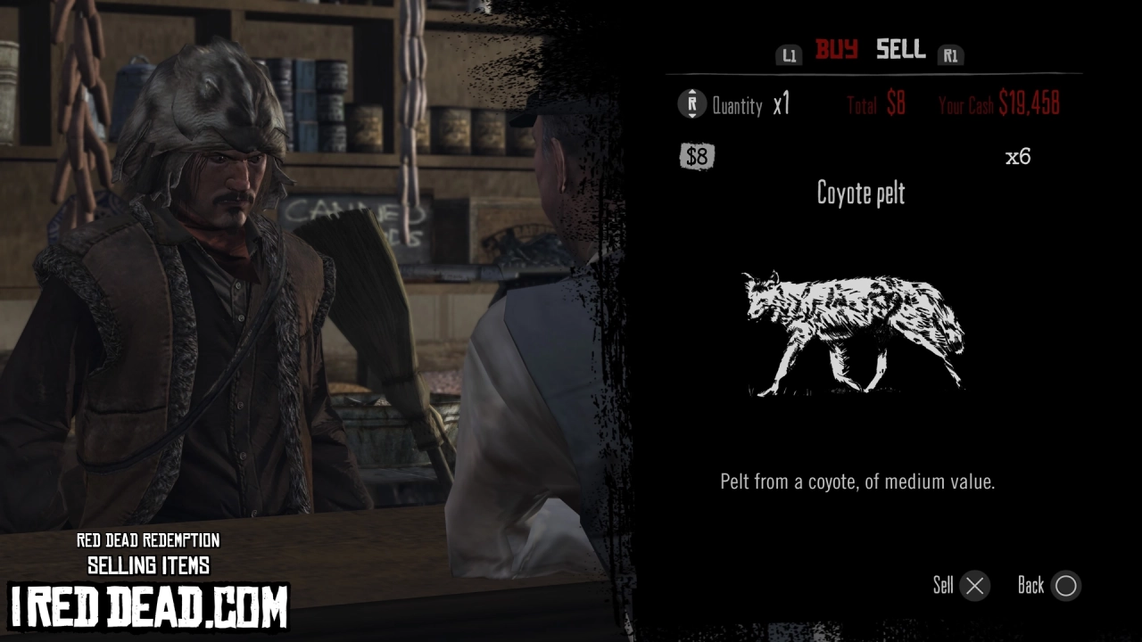 Red Dead Redemption Selling Items Coyote Pelt