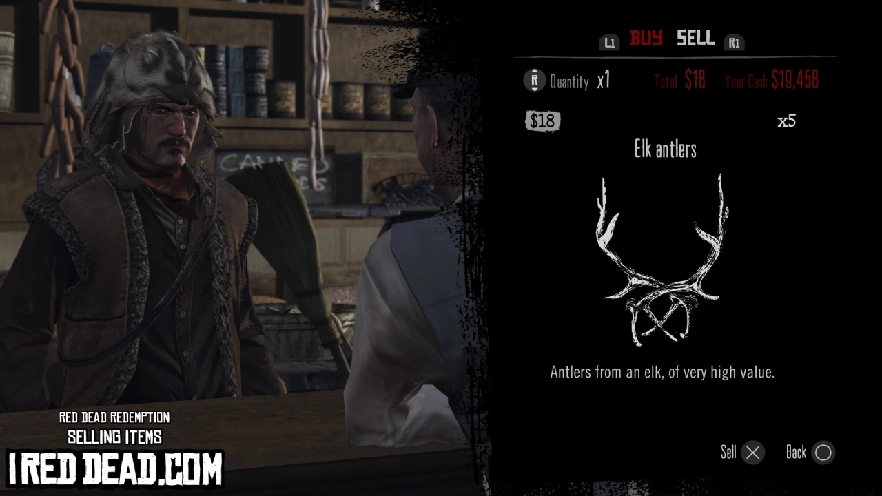 Red Dead Redemption Selling Items Elk Antlers
