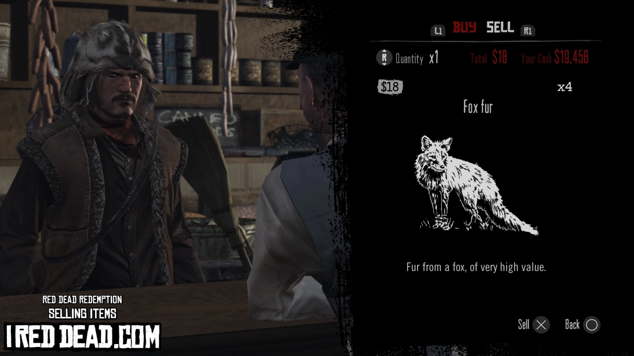 Red Dead Redemption Selling Items Fox Fur