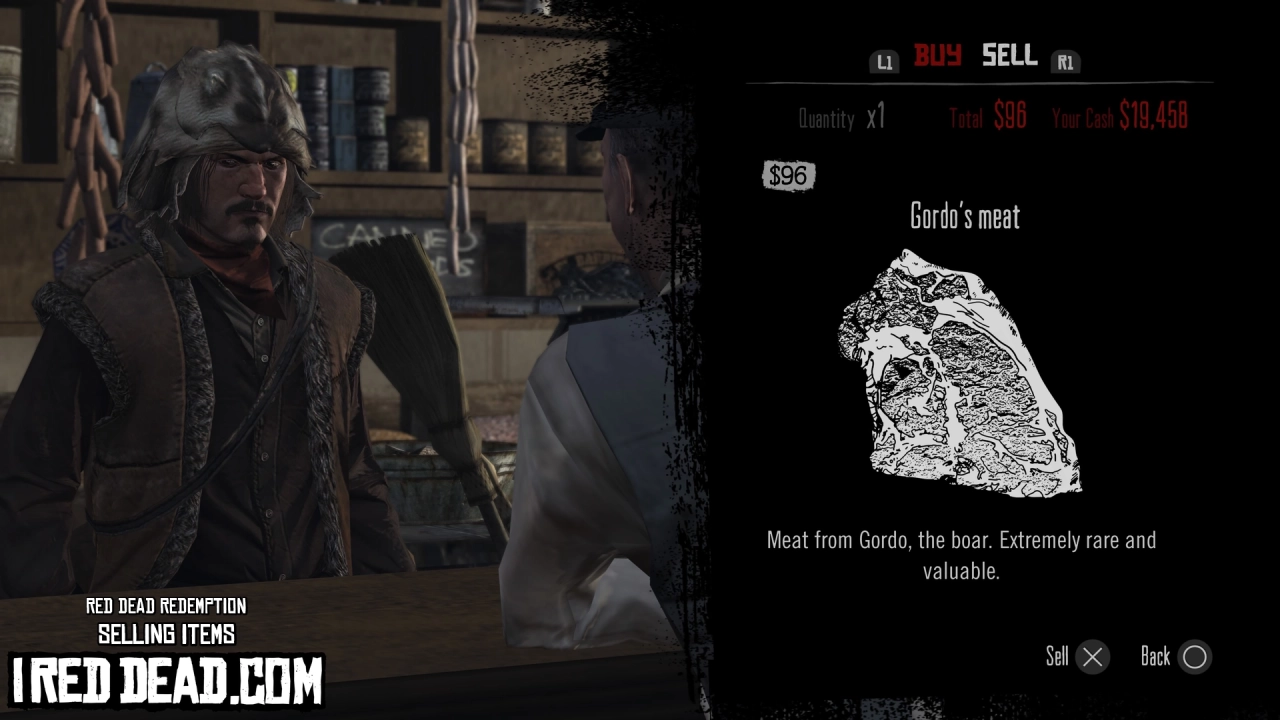 Red Dead Redemption Selling Items Gordos Meat