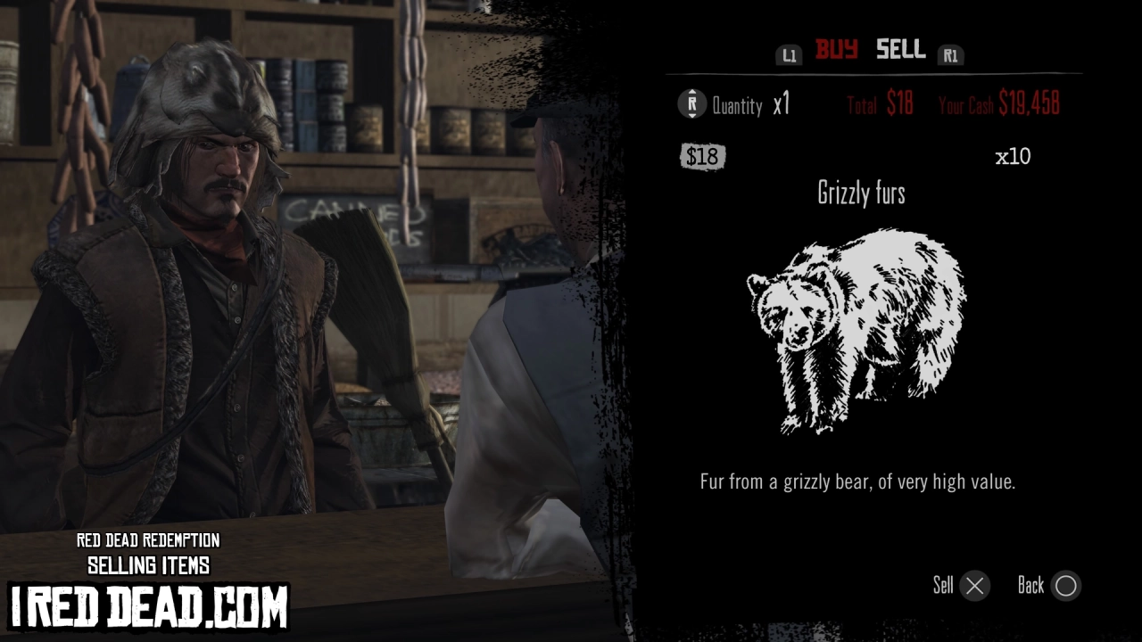 Red Dead Redemption Selling Items Grizzly Furs