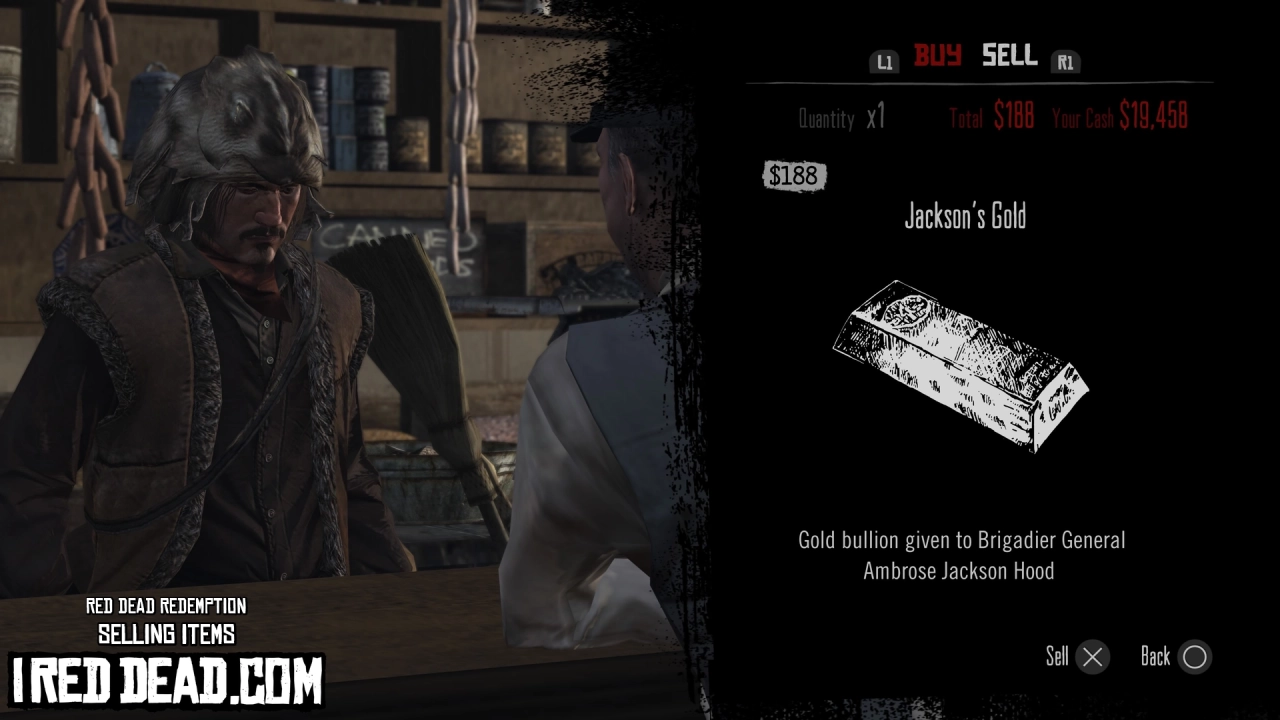 Red Dead Redemption Selling Items Jacksons Gold