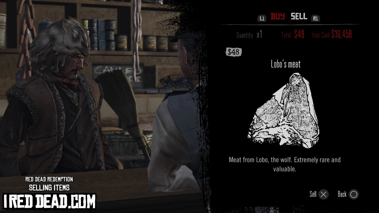 Red Dead Redemption Selling Items Lobos Meat