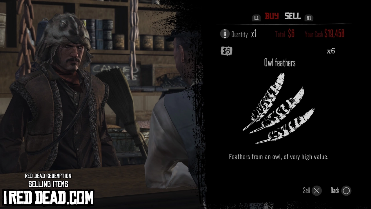 Red Dead Redemption Selling Items Owl Feathers