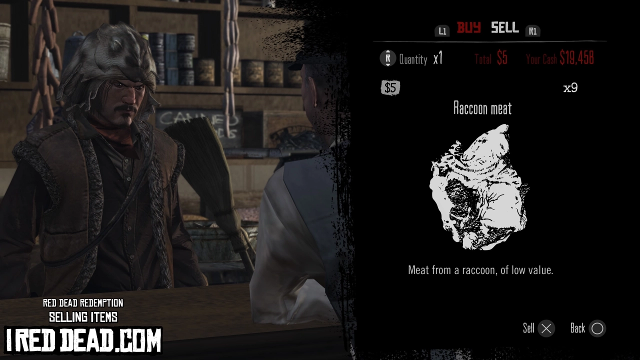 Red Dead Redemption Selling Items Raccoon Meat